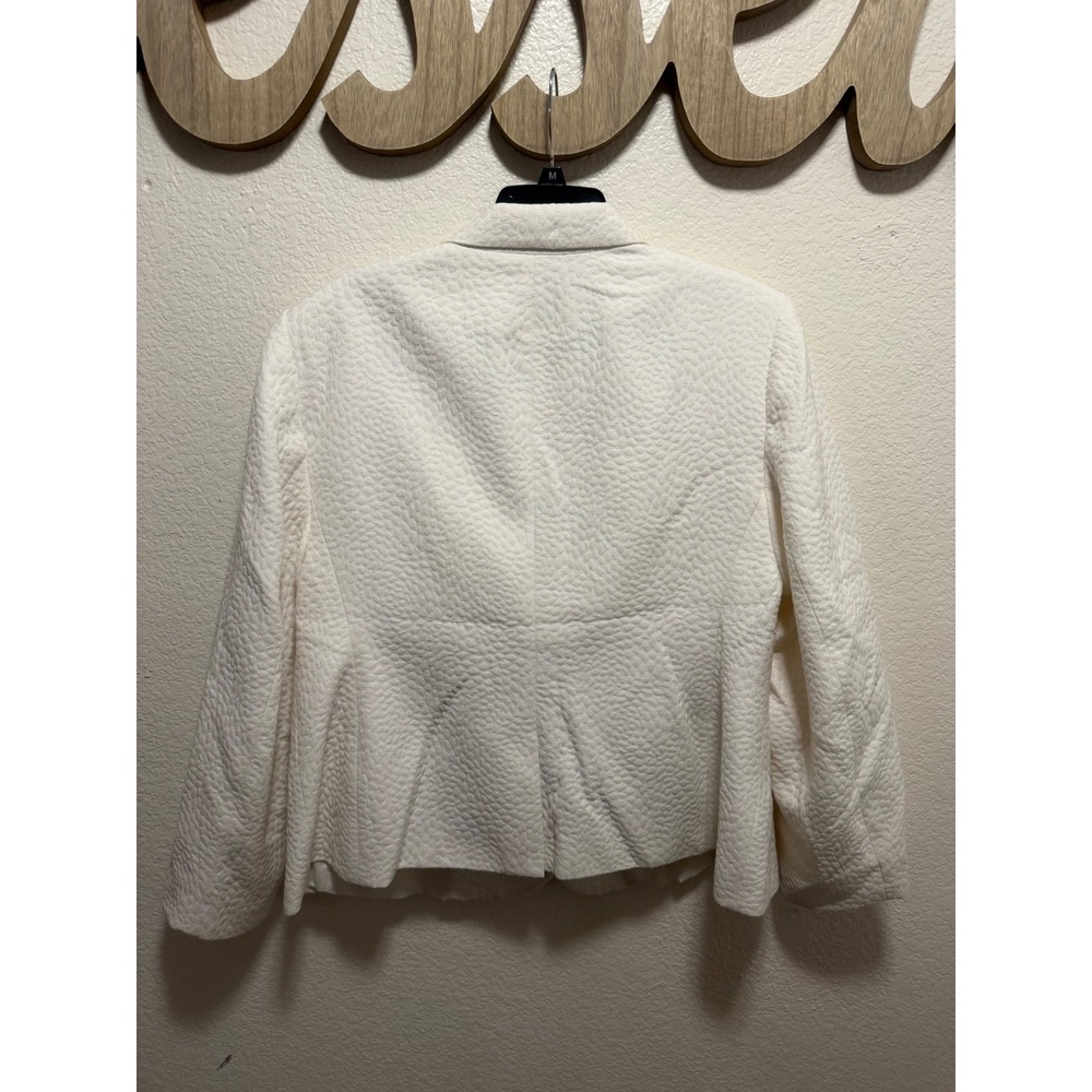 Calvin Klein White Textured Two Button Blazer Jacket Gold Buttons Size 18W - Picture 3 of 7